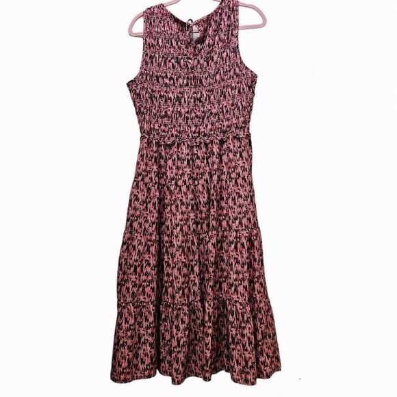 Beach Lunch Lounge Abstract Bohemian Print Tiered Maxi Sundress Size 8/10 - Picture 2 of 10